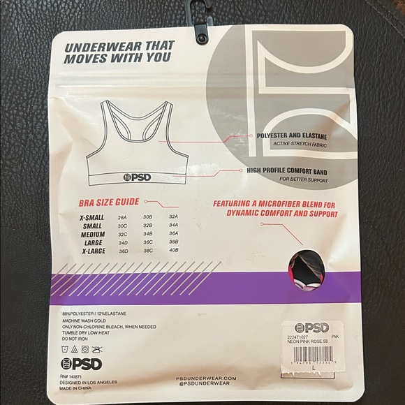 PSD Women's Floral Chain Sports Bra - Pink and Black - Picture 2 of 3